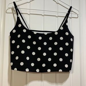 Polka dot strappy back crop top